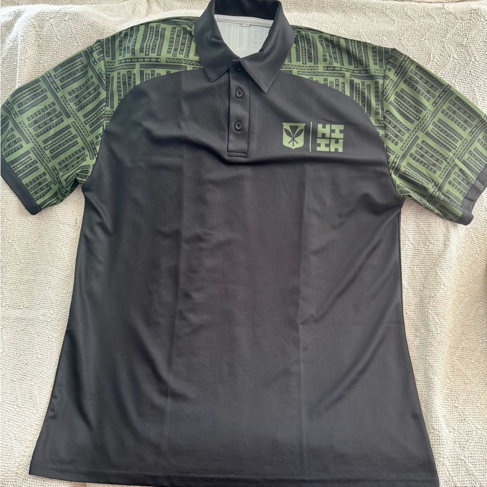 Hawaii’s Finest Men's Black and Green Polo Golf Shirt